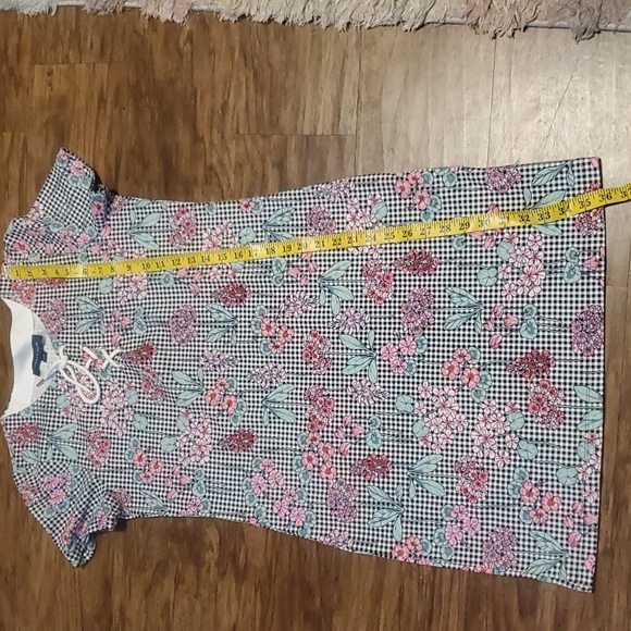 TOMMY HILFIGER | LACE UP T-SHIRT TENNIS DRESS MINI FLORAL GINGHAM SIZE … - Picture 8 of 11